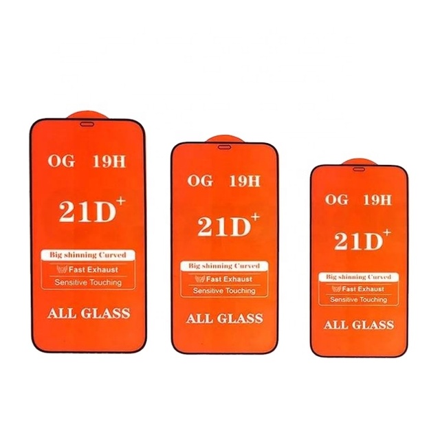 2022 Hot Sell 21D Full Coverage Flue Glue Shock Resistant Bubble Free Tempered Glass Screen Protector for Iphone 12 Mini Pro Max