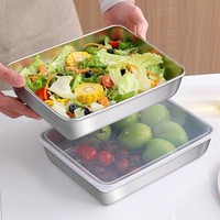 Yolecen Lot de 5 boîtes à lunch rectangulaires réutilisables en acier inoxydable avec couvercle en PP, chauffables au micro-ondes, étanches, pour le stockage des aliments et les collations