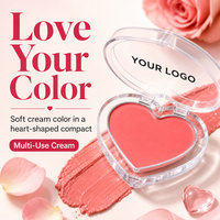 Palette de fard à joues crème en forme de cœur, imperméable et mat, pour un look naturel, avec étiquette privée