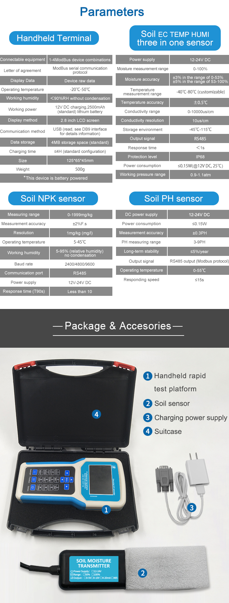 PH NPK EC TEMP/HUMI tester