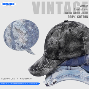 High Quality 6 Panel Cotton Washed Distressed Hat Cap With Custom Embroidery logo Dad Hats Distressed Baseball Caps - Product Image 5