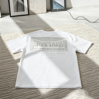 T-shirt pour homme avec motif en relief La Cène, en coton épais, coupe oversize, imprimé artistique vintage au dos, style streetwear décontracté
