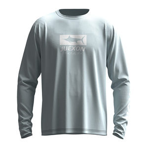 เสื้อตกปลาพิมพ์ลายพรางกันน้ำสีเทาอ่อนสไตล์มินิมอล แห้งเร็ว น้ำหนักเบา UPF50 สำหรับผู้ชาย แขนยาว - Product Image 4