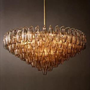 Large American Design Round Smoke Glass Chandelier For Villa Hotel Luxury High-end Handblown Glass Big Modern 46" Chandelier - Product Image 1