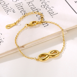 <span class=keywords><strong>Bracelet</strong></span> personnalisé en acier inoxydable plaqué or 18K PVD, lien de chaîne Infinity Love Sign 8 pour femmes et filles, vente en gros - Product Image 5