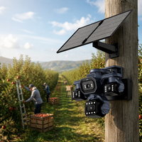Caméra de sécurité extérieure solaire PTZ 4G SIM OEM ODM 16MP CMOS 6 moteurs Vision nocturne couleur IP65 H.265 360° Cloud 1 an