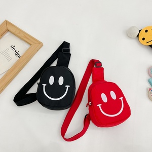 Smiley Face Crossbody Bag 6 Color <b>Cute</b> Mini Smile Face Pattern Girls' <b>Purse</b> Candy ColorBag Zipper Closure Baby Chest Bag - Product Image 3