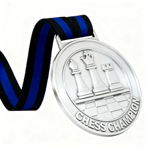 Promocional Antiguo Tablero de ajedrez Alivio Torneo Ajedrez Medallas de metal Insignia de honor a medida Medallas de premio de ajedrez con cinta - Product Image 3