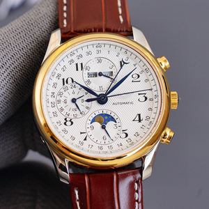 Eight-Hand Moonphase Master 40mm Mechanical Unisex Watch Titanium <b>Case</b> SAPPHIRE CRYSTAL Rubber Strap Diver Alarm Water-Resistant - Product Image 3