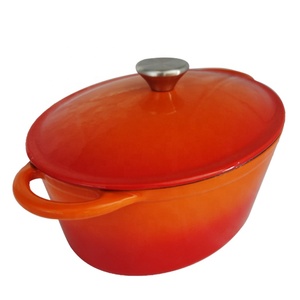 Casserole <span class=keywords><strong>en</strong></span> <span class=keywords><strong>fonte</strong></span> d'ustensiles de cuisine ovales émaillés colorés avec deux poignées four hollandais <span class=keywords><strong>grande</strong></span> <span class=keywords><strong>capacité</strong></span> bouillon de soupe marmite - Product Image 4
