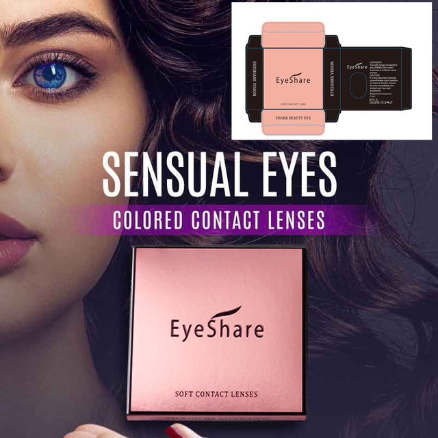 Eyeshare Natural Color Eye Contact Lens Paper Box Soft 2 Pieces Natural Cosmetic Eyewear Custom Box High Water Eye Lens