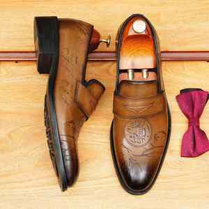 Latest High-<b>heel</b> Men's Business Leather Shoes - Premium Genuine Leather Breathable Traditional English Derby Shoes - Product Image 3