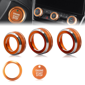 2024-2025สำหรับ Ford Ranger ปุ่มปรับอากาศอลูมิเนียมสีส้มและปุ่มสตาร์ท/หยุดชุดอุปกรณ์ตกแต่งภายในรถยนต์5ชิ้น - Product Image 2