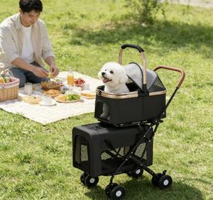 Chariot <span class=keywords><strong>pour</strong></span> animaux de compagnie multifonctionnel, <span class=keywords><strong>d</strong></span>étachable et portable, adapté à une utilisation en intérieur et en extérieur, chariot léger <span class=keywords><strong>pour</strong></span> animaux de compagnie - Product Image 3