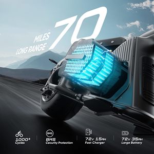 UNIEBIKE 4000W 50MPH Motorcycle for Adult <b>72V</b> 35Ah Lithium <b>Battery</b> 3H Fast Charge 70 Miles Long Range Street - Product Image 3