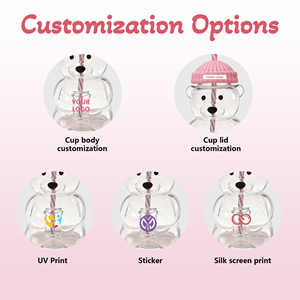 ZREGGUR Tazza a Forma di Orso, Design Trendy per Ristoranti, in Vetro Soffiato Trasparente per Caffè, Succo, Acqua <span class=keywords><strong>e</strong></span> Tè, Design Cartoonesco Carino - Product Image 5