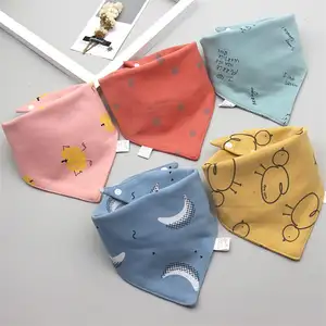 Children Triangular Scarves Baby Bib Double waterproof Kids Cotton Neck Scarf Bandana Wholesale