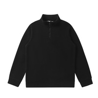 Sweatshirt Polar Fleece 320G Tebal Dua Sisi dengan Ritsleting Setengah, Unisex, Kerah Tegak, Hangat, untuk Pakaian Santai Luar Ruangan Musim Dingin