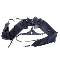 Gilet de force Bondage en cuir avec contraintes de poignet, harnais de corps de costume de veste droite