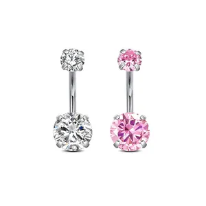 14G Bụng Nút Nhẫn Phẫu Thuật Thép CZ Petite Navel Vòng Cho Phụ Nữ Cô Gái