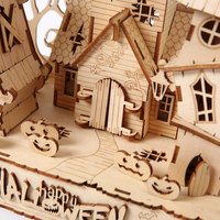 Puzzle 3D en bois de production en masse, thème Village hanté d'Halloween, commande en gros pour décoration de fêtes et cadeau