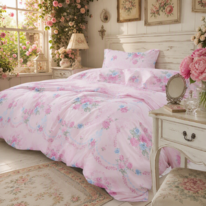 ชุดเครื่องนอนผ้าฝ้ายลายดอกกุหลาบโรแมนติกสไตล์โปแลนด์ สีชมพู สำหรับ B&B จัดส่งแบบดรอปชิปปิ้งในยุโรป 3 ชิ้น - Product Image 5