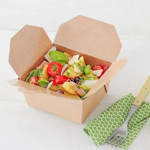 定制Logo白色卡板一次性牛皮纸午餐外卖盒纸质外卖食品包装寿司多哥盒