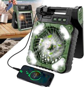 Ventilateur solaire portable multifonctionnel pliable à énergie solaire avec lumières LED pour <span class=keywords><strong>camping</strong></span> et tente extérieure – Vente directe usine - Product Image 1