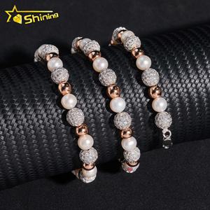 Nueva llegada diseño personalizado al por mayor joyería de moda Moissanite diamante 8mm Iced Out perlas de imitación collar de cadena de eslabones - Product Image 5