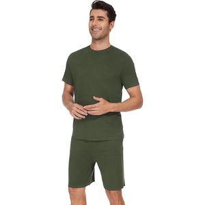 ชุดนอนผู้ชายแบบกำหนดเอง เสื้อแขนสั้นและกางเกงขาสั้น ผ้าใยไผ่เนื้อบางเบา ไซส์ S ถึง XXL - Product Image 1