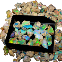 Opale d'Éthiopie naturelle brute, 250 grammes, tailles variées, coupe octogonale, effet arc-en-ciel changeant de couleur, certifiée GIA pour la création de bijoux DIY