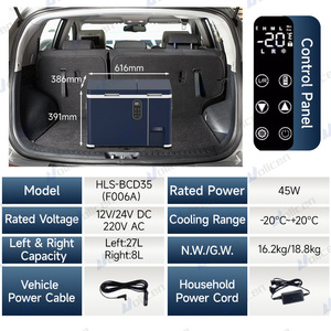Compresseur universel 45W réfrigérateur de voiture double zone 12V/24V ABS congélateur de camion 35L/45L/55L réfrigérateurs de véhicule Type de machine à glaçons - Product Image 2