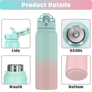 Customized Gradual Stainless Steel Double Wall Insulated Vacuum <b>Flask</b> Powder Coated Metal Water Bottle - Product Image 2