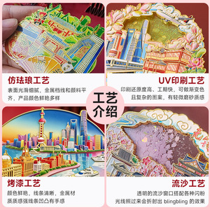 Aimants de réfrigérateur personnalisés en métal en forme de feuille de sycomore de Nanjing, 75 mm, souvenirs culturels du Temple de Confucius et du fleuve Qinhuai - Product Image 2