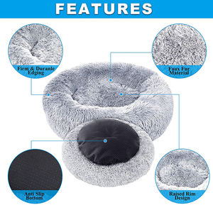 Kleine mittelgroße warme Kunst pelz Donut Couch Zubehör Haustier Hunde bett Sofa Hersteller Produkt mit Karton verpackung - Product Image 2