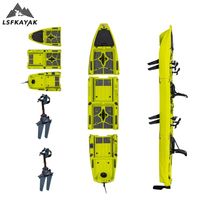 Kayak LSF facile à transporter, kayak modulaire à ailerons, kayak de pêche 2 places, 3 sections