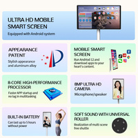 Televisor Inteligente Portátil Blanco de 21.5 Pulgadas con Android 13, 6GB+128GB, Full HD 1080p, Pantalla Táctil de 10 Puntos, Ruedas Móviles, Señalización Digital Interactiva