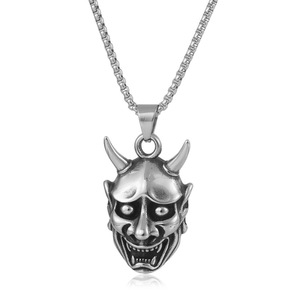 Yunnique-collar con colgante de máscara Hannya de acero inoxidable, cadena de 60cm, diseño geométrico, joyería de moda - Product Image 1