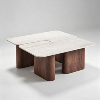 Table basse en marbre blanc et métal haut de gamme pour salon ou autre espace – Nouvelle collection