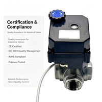 Vanne à boisseau sphérique motorisée électrique mini 3 voies Klion Factory DN10-DN50 12V/24V DC/AC220V en acier inoxydable, raccords en T et en L, pour eau, OEM