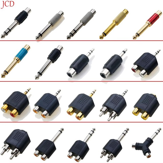 3.5MM 6.35MM plug to 2 x 1 RCA jack male to female jack to AV audio interface 2-in-1 stereo single dual headphone audio adapter