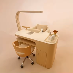 Table de manucure professionnelle en bois massif pour salon de beauté, ensemble table et chaise, mobilier de manucure de luxe à vendre - Product Image 1