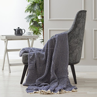 Plaid turc en coton tissé gaufré, 100% coton, pour l'été, portable, pour les voyages, les pique-niques et la maison, 51x67 pouces (130x170cm)