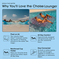Chaise longue gonflable transparente pour sports nautiques en plein air, forme vague, avec porte-gobelet