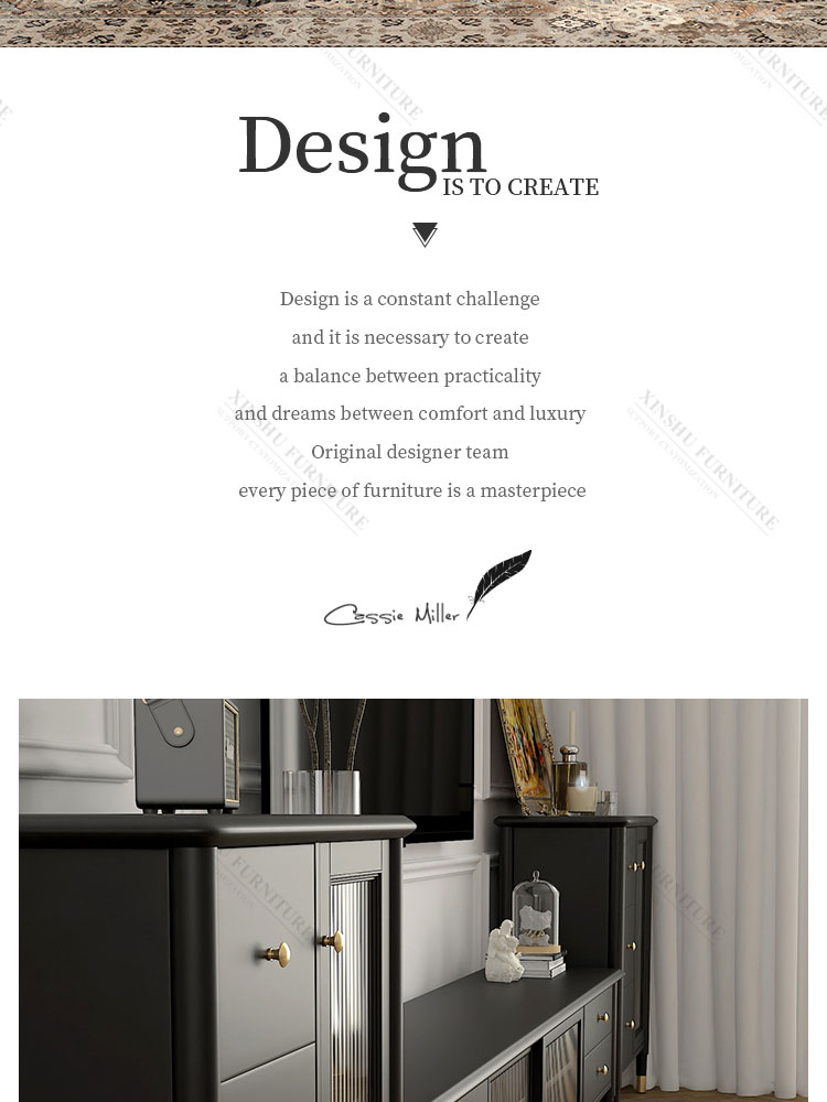 2021 New Light Luxury Style Modern Simple Living Room Floor Cabinet Nordic Floor Black Changhong Glass TV Cabinet