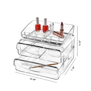 Claro acrílico organizador de maquillaje con <span class=keywords><strong>2</strong></span> cajones lápiz labial titular maquillaje cepillo organizador caja de maquillaje - Product Image 2