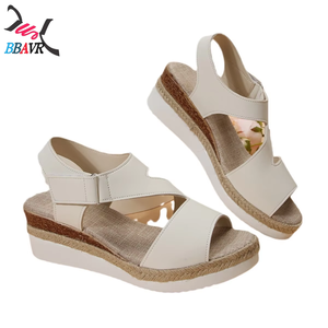 Sandalias de cuña deportivas de moda con plataforma blanca y tacón alto para mujer, estilo gladiador, con parte superior de PU - Product Image 5