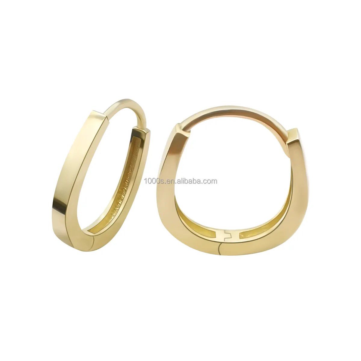 Cute Girls Jewelry Daily Wear 9k Real Gold U Shape Huggie Hoop Earrings Gold Earrings