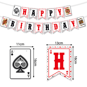 Nouveau papier jeu <span class=keywords><strong>Casino</strong></span> thème fête d'anniversaire décoration ensemble bannière tirer drapeaux Photo accessoires gâteau Topper lunettes - Product Image 5