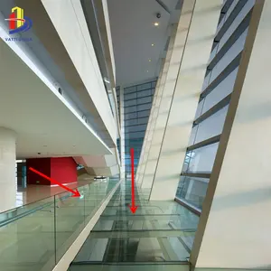 Indoor walkways glass and fences laminated glass in large buildings